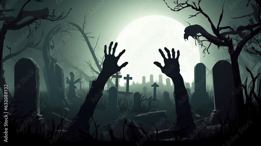 Halloween holiday, zombie hand on cemetery. Halloween holiday, zombie hand on cemetery.