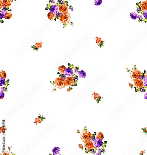 flower all over pattern multi colour abstract seamless white background