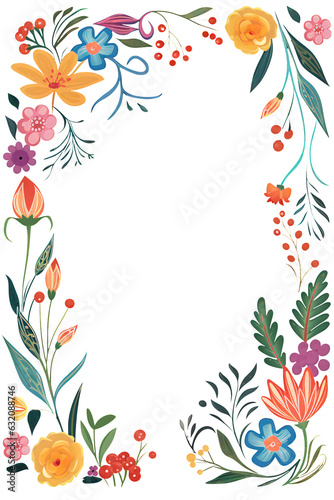 Watercolor floral illustration - bouquets, frame, border. colored flowers, peony, leaf branches on white background, Wedding invites, transparent white background with copy space