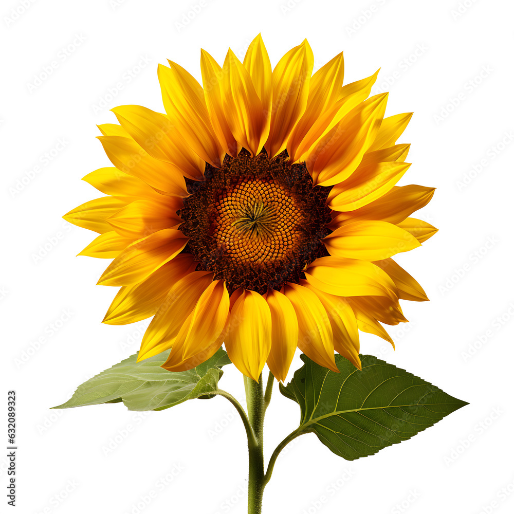 Naklejka premium Beautiful sunflower isolated PNG transparent background 