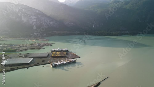 Wallpaper Mural Aerial view of Squamish logging port and Shannon Falls, Morning, Squamish, BC, Canada Torontodigital.ca
