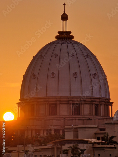 Sunset over a dome church 
