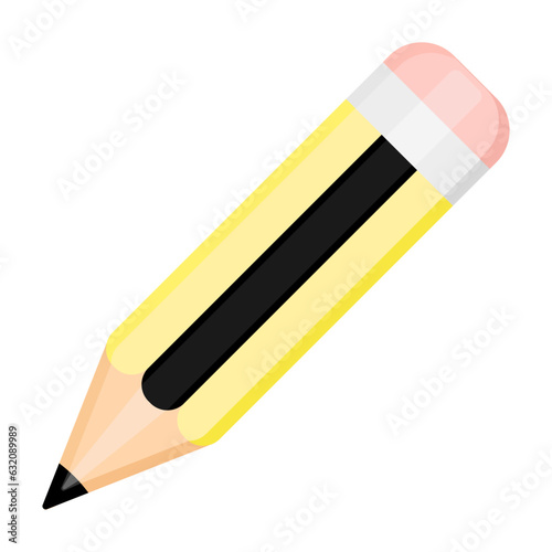 School Pencil with eraser icon symbol. Flat vector illustration
