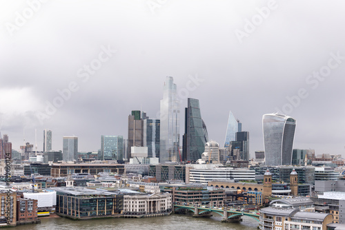 View of downtown London on a cloudy day in February 2020