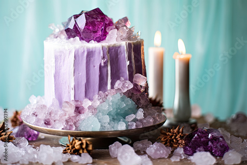 Crystal geode cake topper with icing 