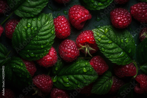 Raspberry digital wallpaper background vector illustration or texture. Ai generated