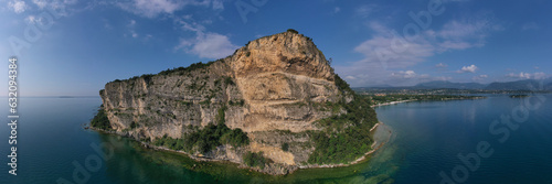 Aerial view of rocca di manerba, punta sasso lake garda. Aerial panorama on punta sasso. Panorama of rocca di manerba, punta sasso on lake garda italy. © Berg