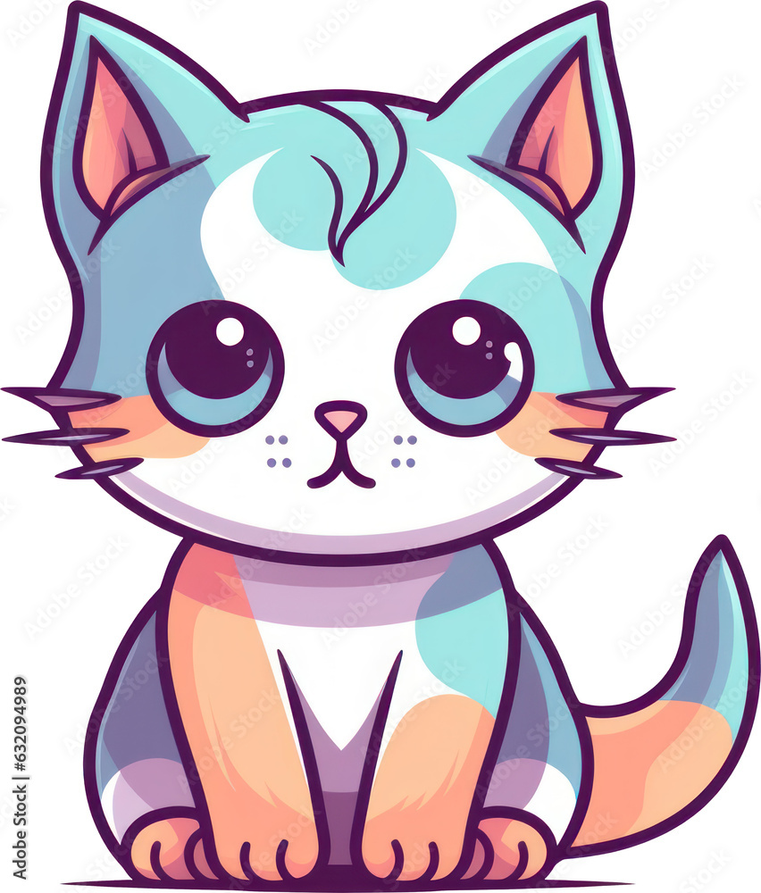 Cute kitten clip art with a transparent background in a flat design style. Generative AI. Cute kitten clip art with a transparent background in a flat design style. Generative AI.