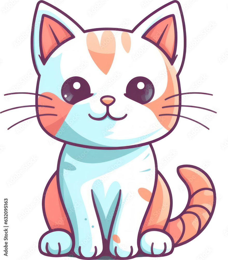 Cute kitten clip art with a transparent background in a flat design style. Generative AI. Cute kitten clip art with a transparent background in a flat design style. Generative AI.
