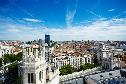 Panorama and cityscape of Madrid view from Cibeles Palace