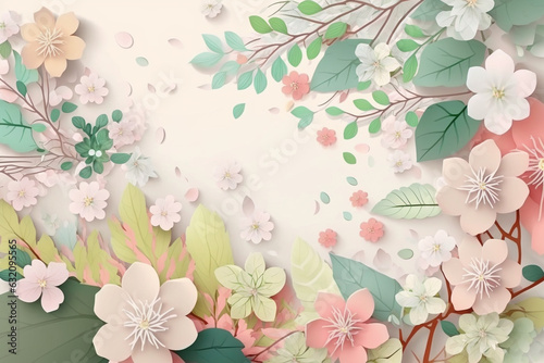 Floral flower wallpaper background vector illustration or texture. Ai generated © dragomirescu