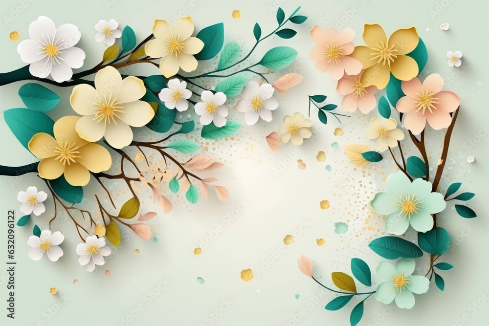 Floral flower wallpaper background vector illustration or texture. Ai generated