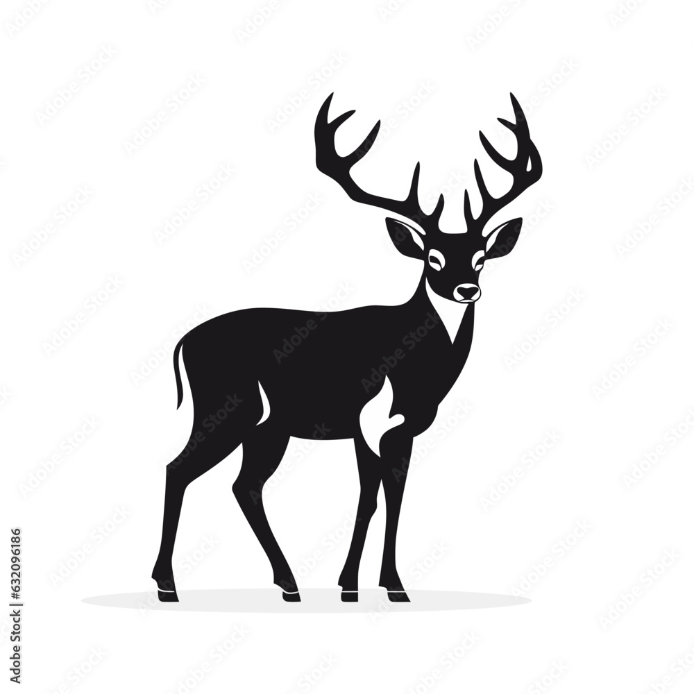 deer silhouette on white background. Vector illustration