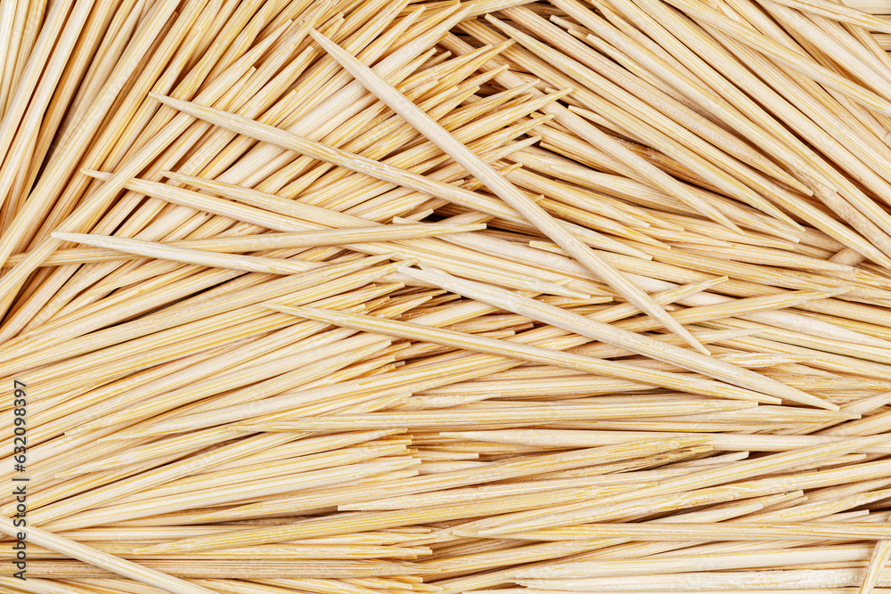 Flat Lay close up of Bamboo Toothpicks isolated with copy space Flat Lay close up of Bamboo Toothpicks isolated with copy space