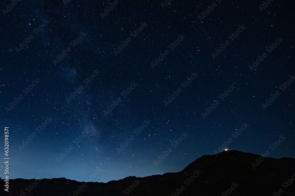 starry night in mountain milky way and constellations apennines