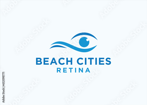 eye with beach logo design vector silhouette illustration
