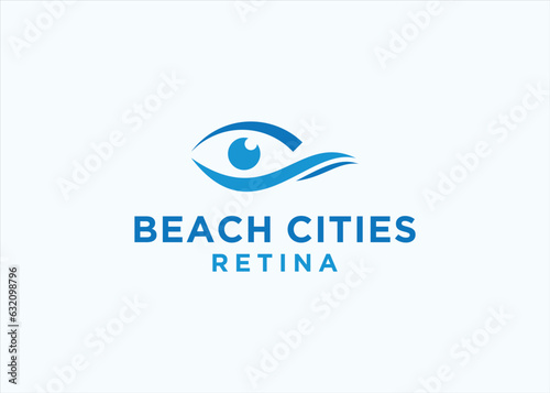eye with beach logo design vector silhouette illustration