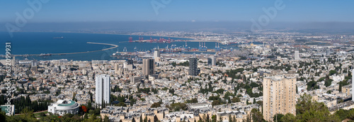 Amazing large panoramic view of Haifa bay and Haifa city. Israel