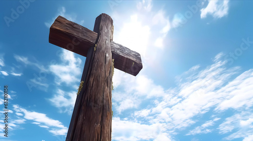 Crucifix under a blue sky