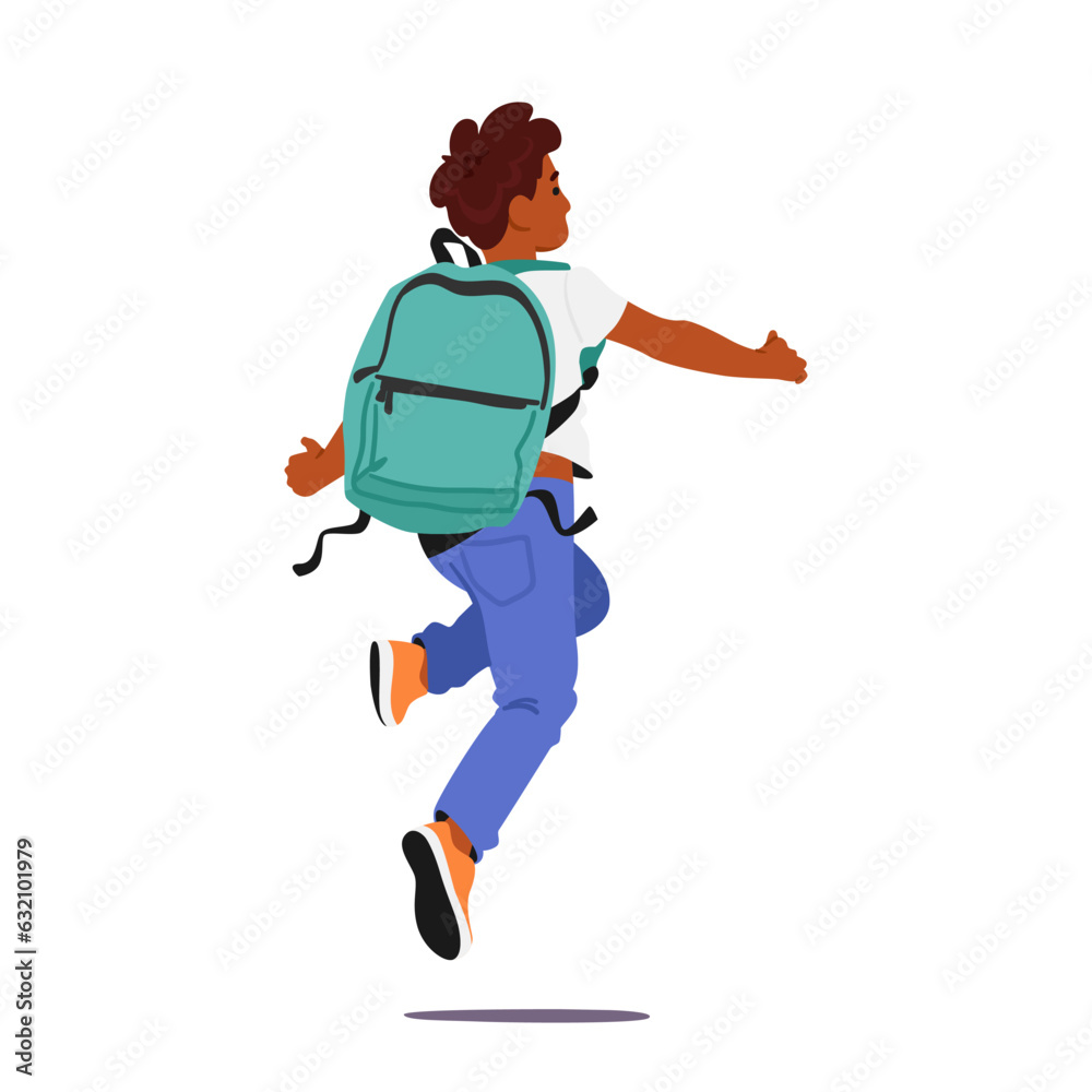 Young Child Boy Student with Backpack Skipping Towards The School With Eager Anticipation, Ready For Learning Young Child Boy Student with Backpack Skipping Towards The School With Eager Anticipation, Ready For Learning