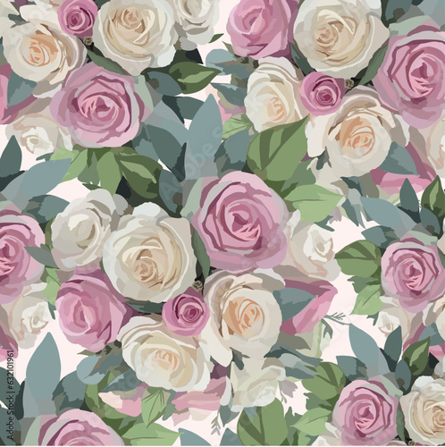 Watercolor roses pattern