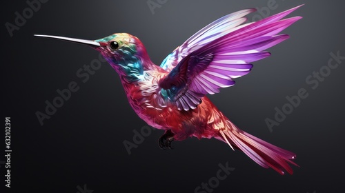hummingbird in flight with black background © Sania