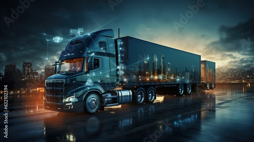 Futuristic trucks deliver goods, surreal trains deliver goods, trucks deliver goods