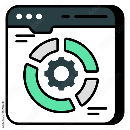 A unique design icon of online analytical management 