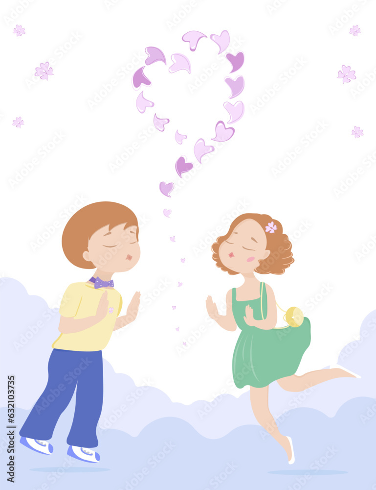 Child with heart. Vector illustration for First Kiss Day. Wedding, celebration, congratulation. Child with heart. Vector illustration for First Kiss Day. Wedding, celebration, congratulation.