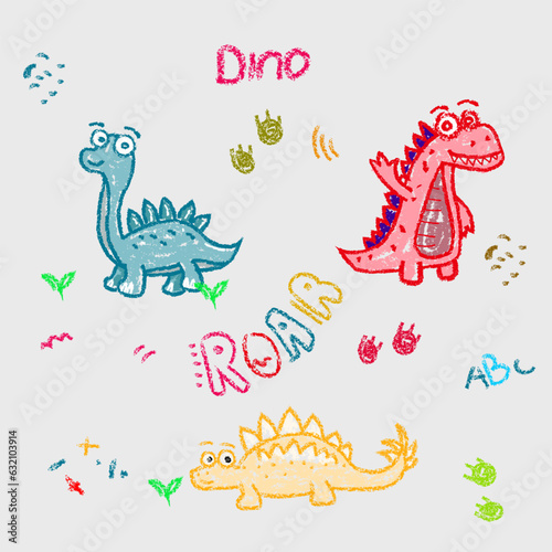 set of cartoon dinosaurs