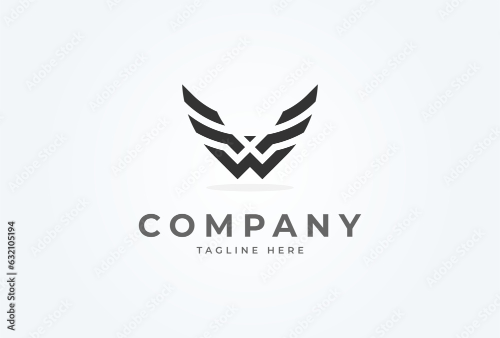 Initial W Wings logo. modern and minimalist letter W with Wings design logo. vector illustration