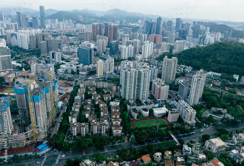 Fototapeta Naklejka Na Ścianę i Meble -  Shenzhen ,China - June 01,2022: Aerial view of landscape in Shenzhen city, China