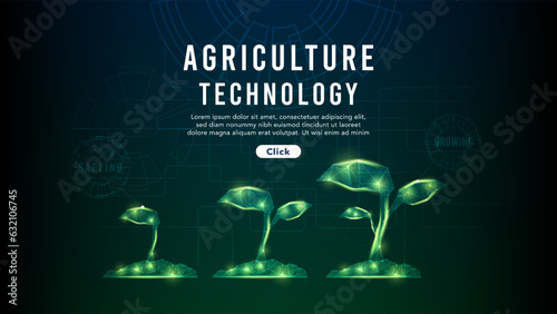 agricultural technology futuristic and innovation background. Young plants or growing seeds.Cultivation or farming with agricultural technology.Abstract technology background.Vector illustration.