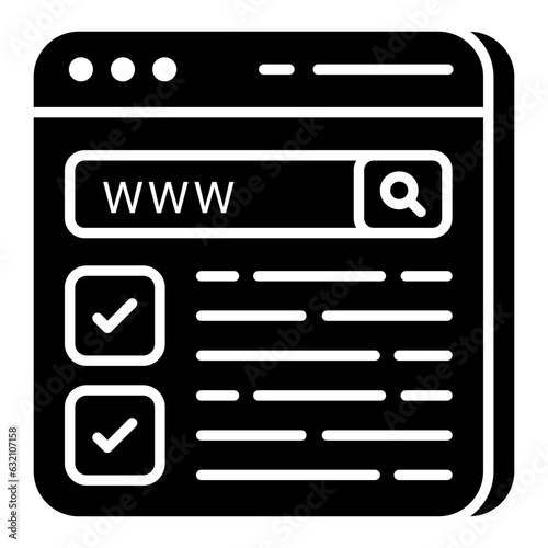A flat design icon of web browser, www vector 