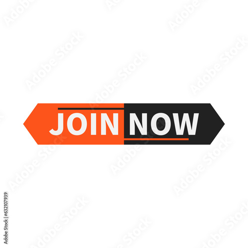Join Now Banner In Orange Black Hexagonal Rectangle Shape For Invitation
