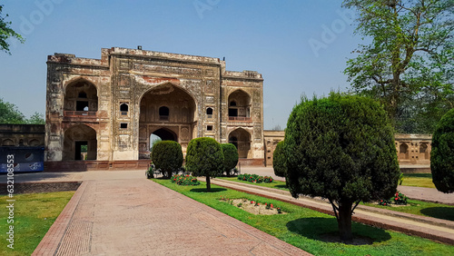 Tomb of Jahangir - May, 05, 2018: Lahore, Pakistan. Mausoleum was built in 1637, after knowing ailment of King, Queen Nur Jahan Drove on Horse, brought her Love back from Kashmir and built this Garden