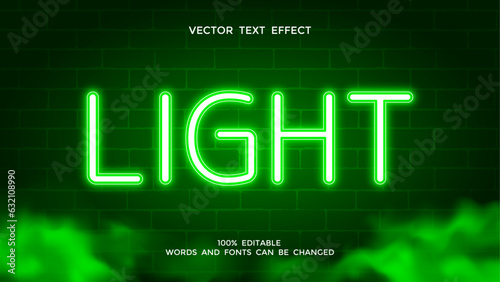 green neon light editable text effect