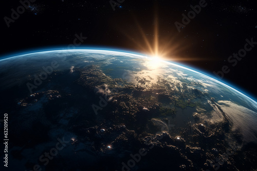 Planet Earth seen from space. Generative AI.