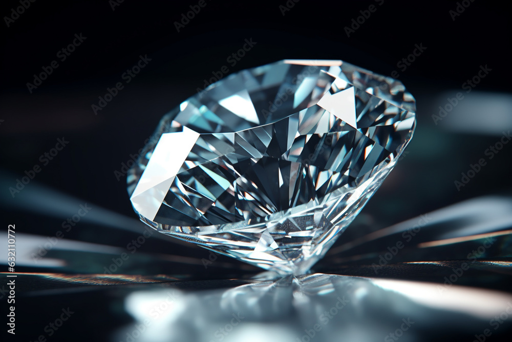 A diamond on dark background, closeup. Generative AI. A diamond on dark background, closeup. Generative AI.