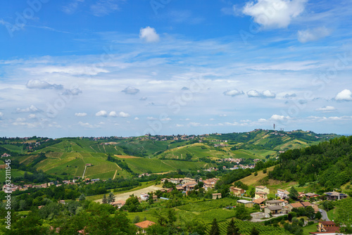 Hills of Oltrepo Pavese at June. Vineyards