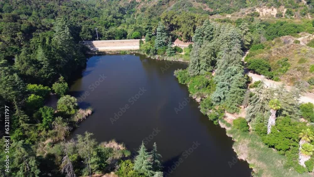 Franklin Canyon Park, Los Angeles, aerial drone Franklin Canyon Park, Los Angeles, aerial drone
