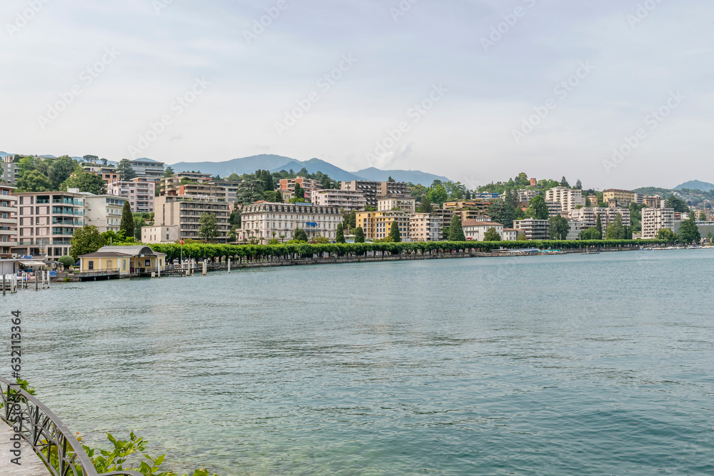 The lakefront of Lugano, Switzerland, in particular in the Riva Antonio Caccia area