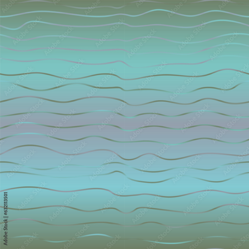 Iridescent curved stripes on gradient background seamless pattern. Vector illustration.