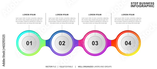 Vector infographics timeline design template with 3D paper label, integrated circles background. Timeline infographic design vector and marketing icons. 
