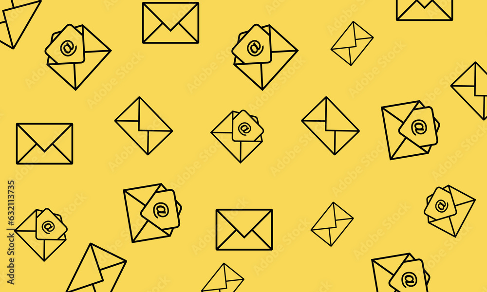 Seamless vector evelopes pattern on yellow background. Vector ilustration Seamless vector evelopes pattern on yellow background. Vector ilustration