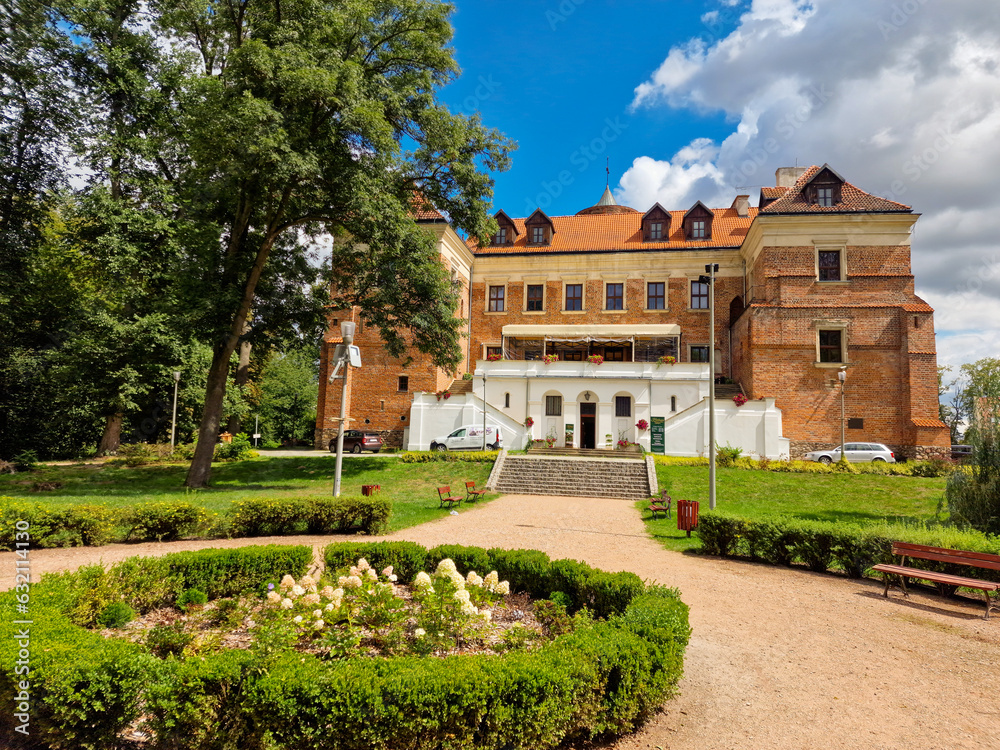 Uniejow, Poland  August 4, 2023 : Gothic castle in Uniejow. Poland