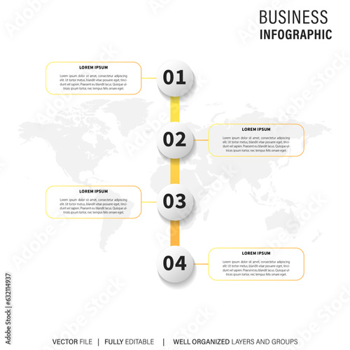 Simple and Clean Presentation Business Infographic Design Template with 4 Bar of Options
