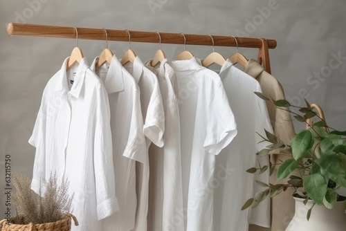 White clothes hangers rack. Generate Ai © nsit0108