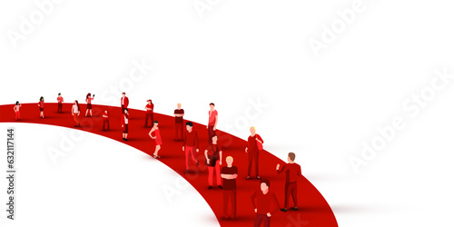 Template with a crowd of people standing in a line. People crowd.