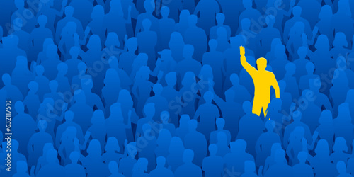 Unique person in a crowd. HR and recruitment concept.